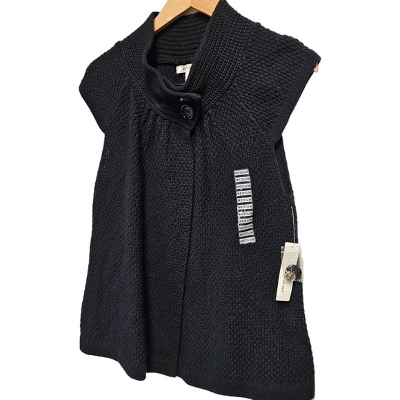 AUGUST SILK Sweater Cap Sleeve Cardigan Chunky Button MEDIUM - Picture 2 of 5